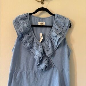 🦋 SOLD Porridge Light Blue Ruffled Peplum Top NWT🦋